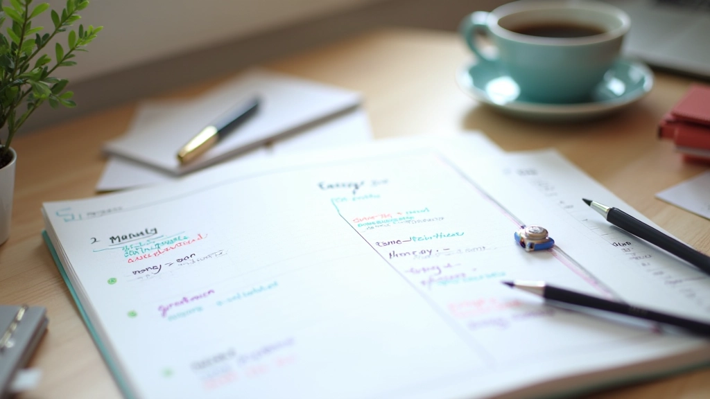 Energieaudit-Tracking: Wochenplaner mit Energie-Markierungen und Notizen